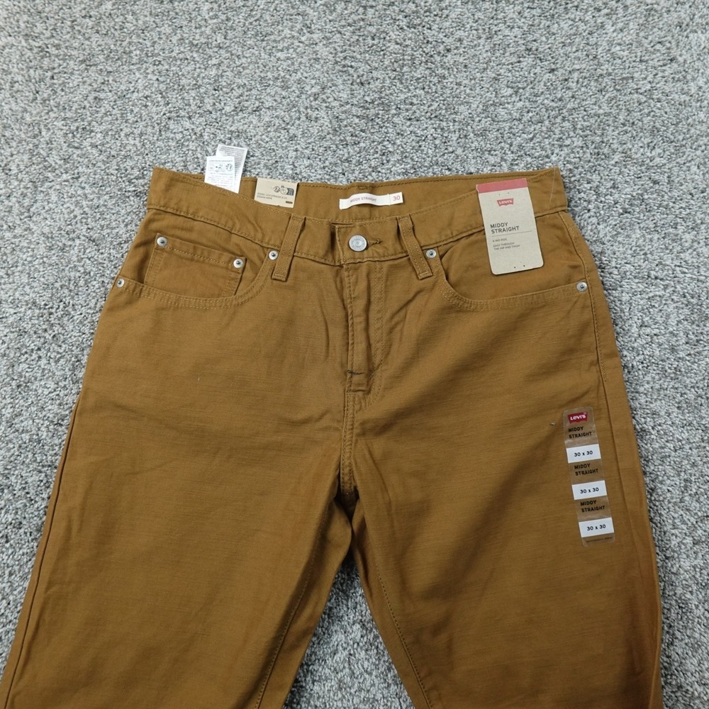 NEW Levis Jeans Womens 30 Brown Tan Denim Pants Pants Middy Straight Mid Rise